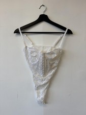 Vintage Victoria's Secret Bodysuit Womens Large White Lace Lingerie Corset NWT