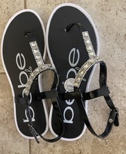 Bebe Girls L 2/3 Rhinestone T-strap Sandals, Price I Paid On Sole