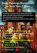 Pinturas de Durero sobre azulejos de pizarra - Arte decorativo - Arte de mesa inspirado en museos.