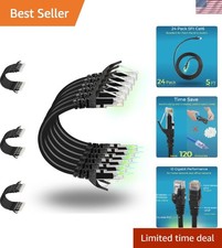 Patch Cables Cat6 5ft 24 Pack, Ethernet Patch Cable 10G Support, Cat 6 Patch ...