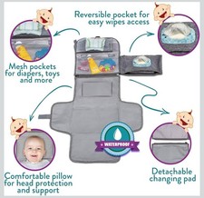 Kopi Baby Portable Diaper Changing Pad, Grey Portable Baby Changing Pad