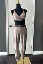 alo airlift high waist line up leggings bra set Taupe Beige Black  Size L