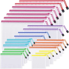 24Pcs Mesh Zipper Pouch Bags - 8 Sizes Plastic Zipper Pouches for Organization,
