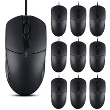 40 PCS Black Wired Computer Mouse Bulk USB 1000 DPI 3 Button Corded Mouse wit...