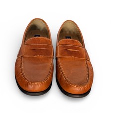 Chaps Mens Brown Leather Penny Loafers Size 10.5 M Slip On Casual Dress Shoes