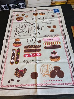 Cotton tea towel Torchons & Bouchons J'aime le Chocolate great graphics France