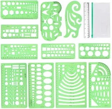 12Pcs Geometric Stencils,Drawing Tools Drafting Templates,Circle Shape Stenci...