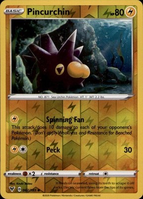 Pincurchin 062/185 Uncommon Vivid Voltage Pokemon Reverse Holo Near Mint