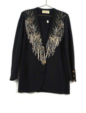 ST JOHN BASIC BY MARIE GRAY BLACK WITH EMBROIDERY SZ 8