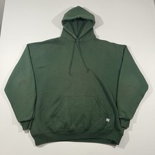 Vintage 90s Russell Blank Hoodie Faded Sweatshirt Size XXL Green Made in USA