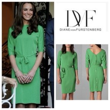 4 DVF Diane von Furstenberg MAJA Lawn Green Silk Dress & Belt ASO Kate