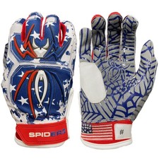 Spiderz Youth Hybrid Baseball/Softball Batting Gloves - USA Flag - Youth XL