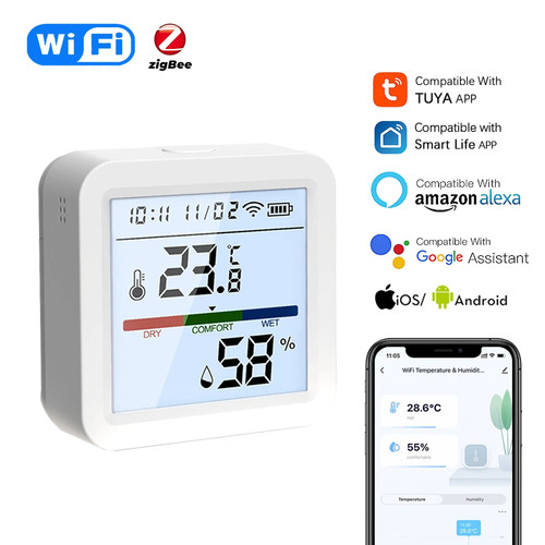 Tuya WiFi/Zigbee Smart Temperature and Humidity Sensor Backlight LCD Display
