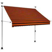 Retractable Awning Orange and brown Polyester with PU coating, Steel