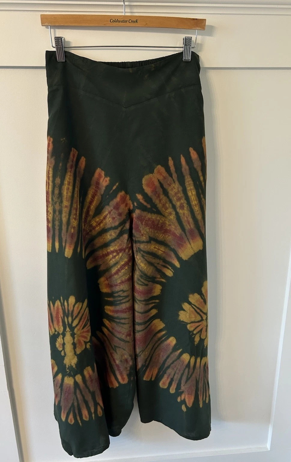 Luxe Wide Leg Flowy Tie Dye Palazzo Pants Boho Chic Beach Festival L/XL
