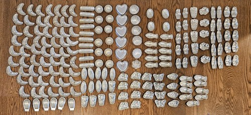 *RARE* Vintage Lot of 196 Aluminum Chocolate / Candy Molds – Assorted Shapes