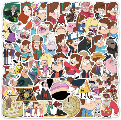 50pcs Cartoon Gravity Falls Stickers for Kids, Vinyl Waterproof Decal for Water