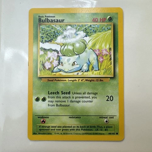 BULBASAUR - Base Set - 44/102 - Common - Pokemon Card - Unlimited Edition