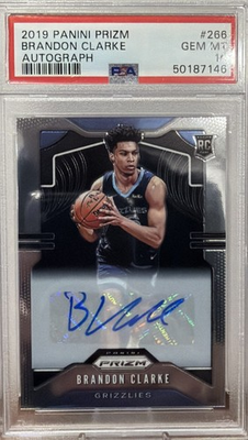 #ad 2019 Prizm Rookie Auto Brandon Clarke PSA 10 GEM #266 $45.00