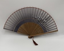 Wooden Fan Chinese - with box - approx. 13 inches across unfolded at it widest