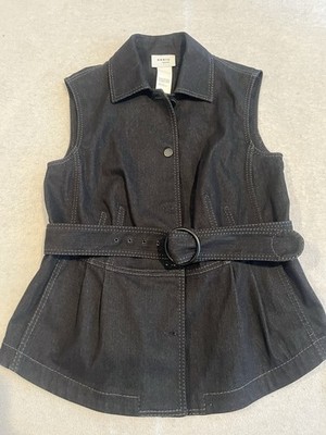 Akris Punto Vest Womens 12 Blue Denim Cotton Tailored Minimalist Sleeveless