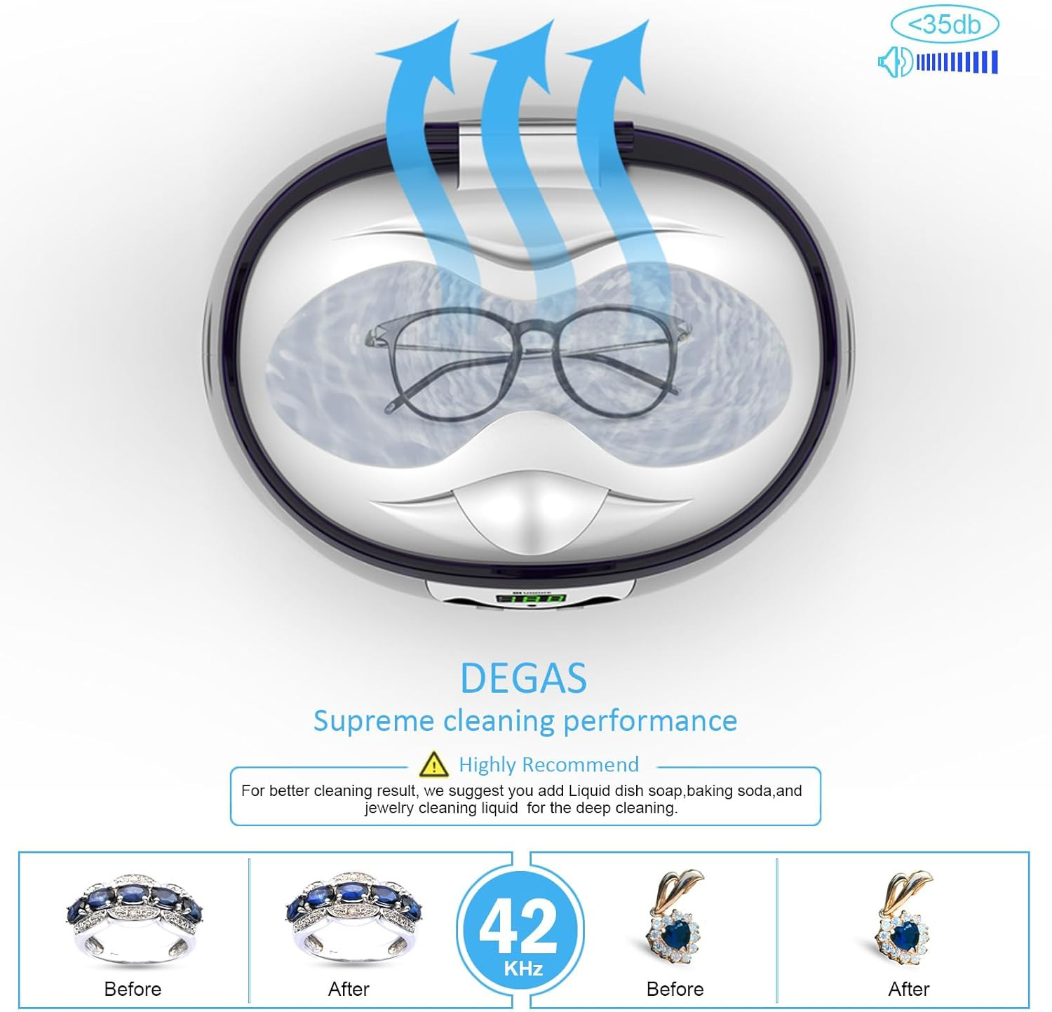 Ultrasonic Jewelry & Retainer Cleaner Machine Christmas Gift