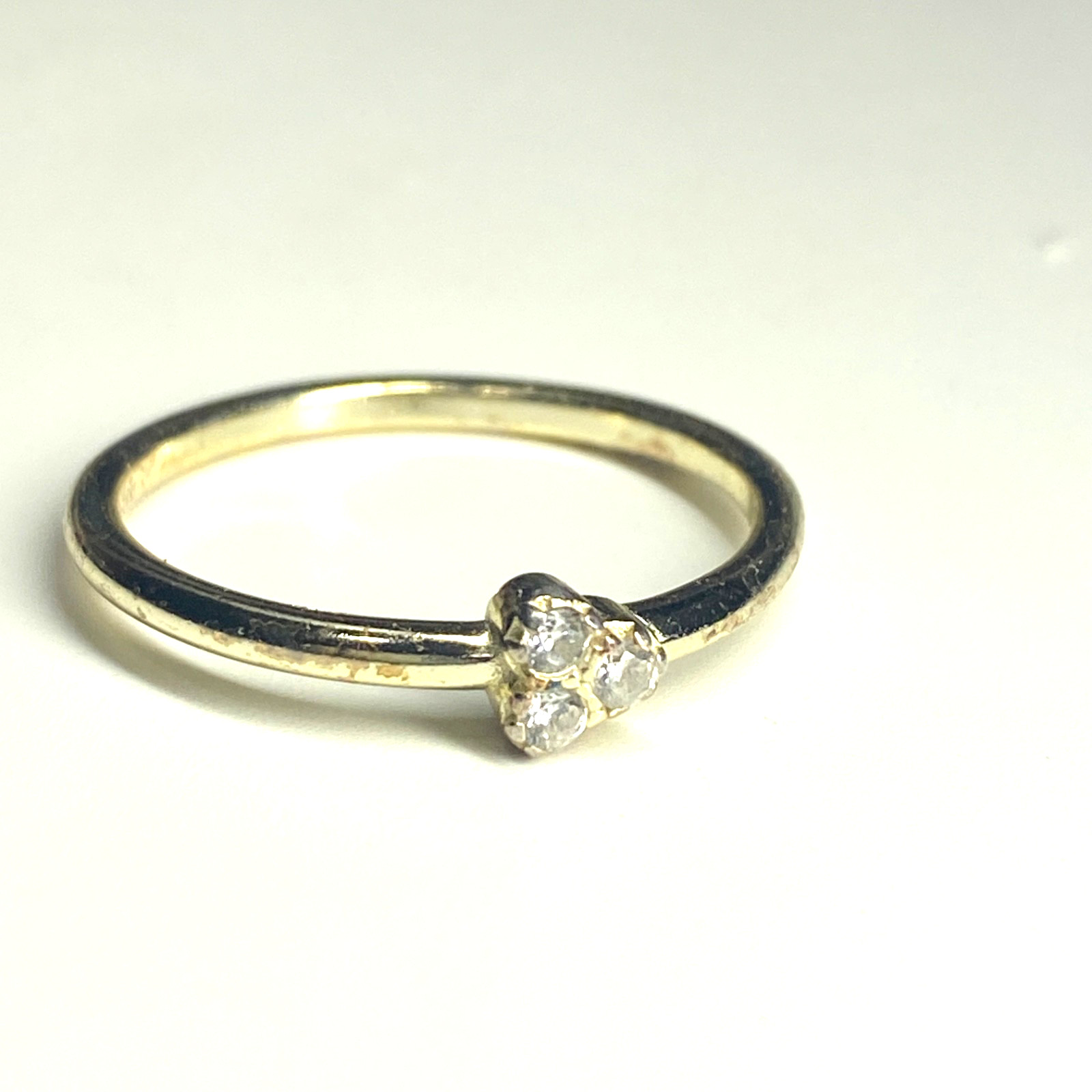 Simple Sterling Silver 925 Gold Tone 3-Stone CZ Ring Size 9