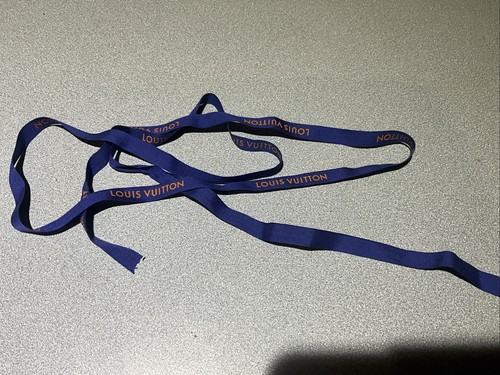 Vintage 1/2" WIDE LOUIS VUITTON 57” Inches  Blue Gold LV Logo Ribbon Free SH