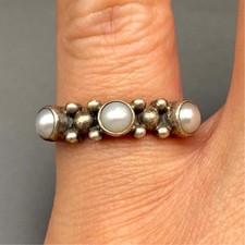 Vintage Pearl Sterling Silver Ring Size 6.5