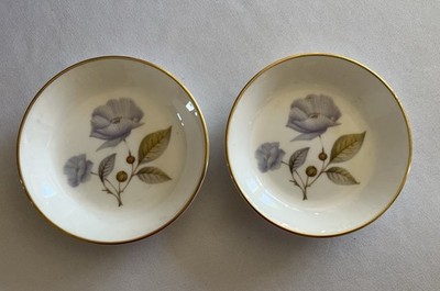 Vintage Royal Worcester  Blue Poppy Trinket/ Butter Pat Dish Set Of 2