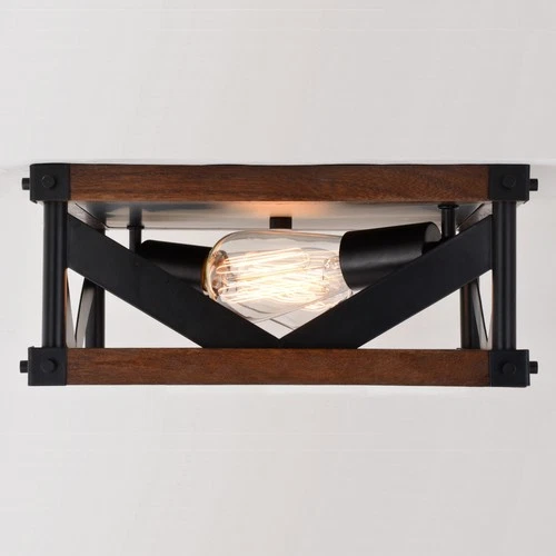 Vaxcel Lighting C0260 Wade 2 Light 13"W Flush Mount Square - Matte Black / - Picture 6 of 12
