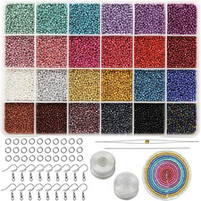 Size 2Mm Seed Beads 24 Colors Total 16800 Pcs in Box, 12/0 Small Craft Seed Bead