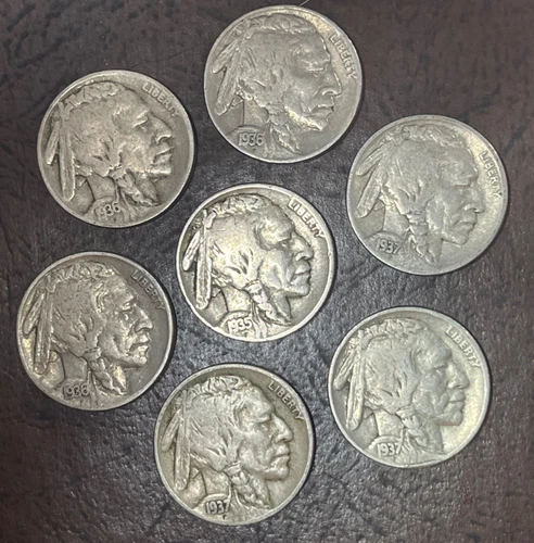 BUFFALO NICKELS FULL DATE 7 PER LOT