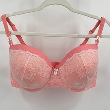 Torrid 40DD Coral Lace Demi Bra Bow Accents Adjustable Straps