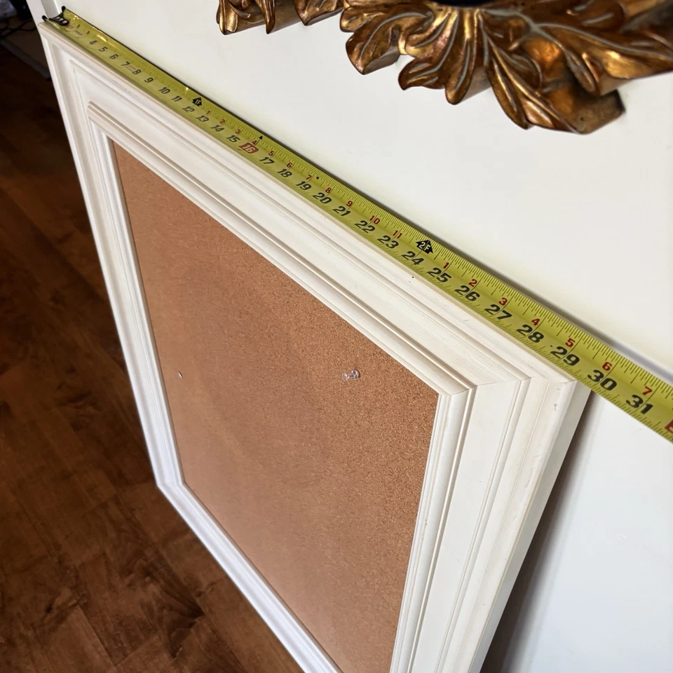 Pottery Barn Large High End Cork Board, 36” X 30” Bulletin Board White Framed - Image 3 of 4