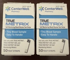 Nw Sealed 100 CenterWell True Metrix Diabetic Blood Glucose Test Strips Exp 4/27