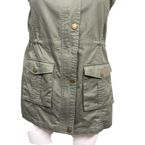 Gilet utility Market & Abete verde oliva donna taglia grande vita con coulisse - Foto 3 di 9