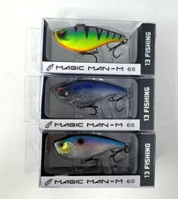 13 FISHING ' MAGIC MAN M 65 ' LIPLESS ' MIXED LOT OF 3 ' #FS, #LS, #FT