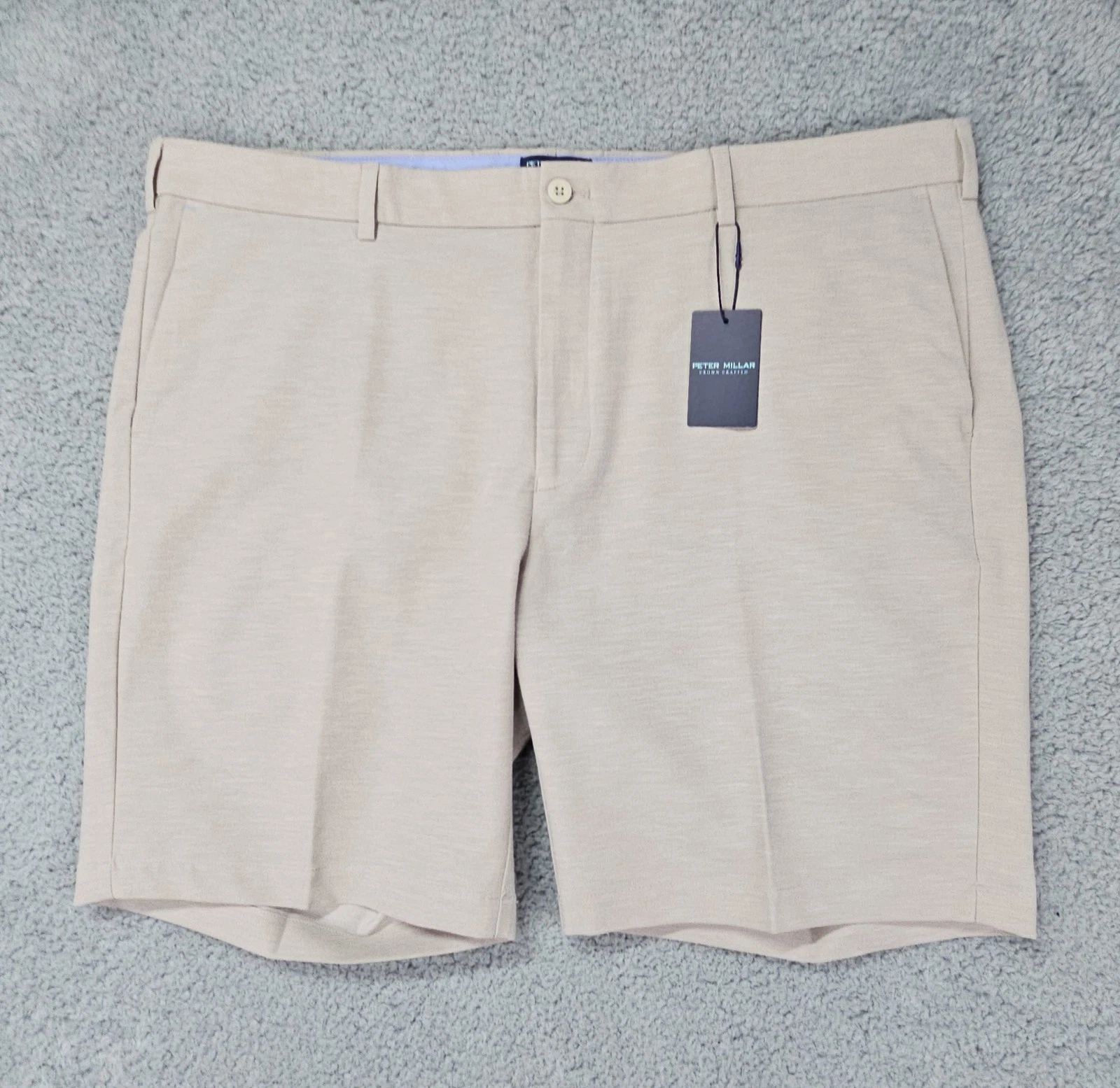 Peter Millar Crown Crafted Linen Blend Shorts Men's 42 Khaki Surge Stretch NWT