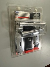 Wickes BELLA Polished Chrome Finish LOCK PAIR of Door Handles NEW 184 x 40 x 7mm