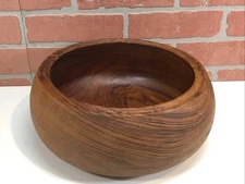 12" Large Vintage Kalmar Teak Wood Salad Bowl Serving Bowl MCM Boho