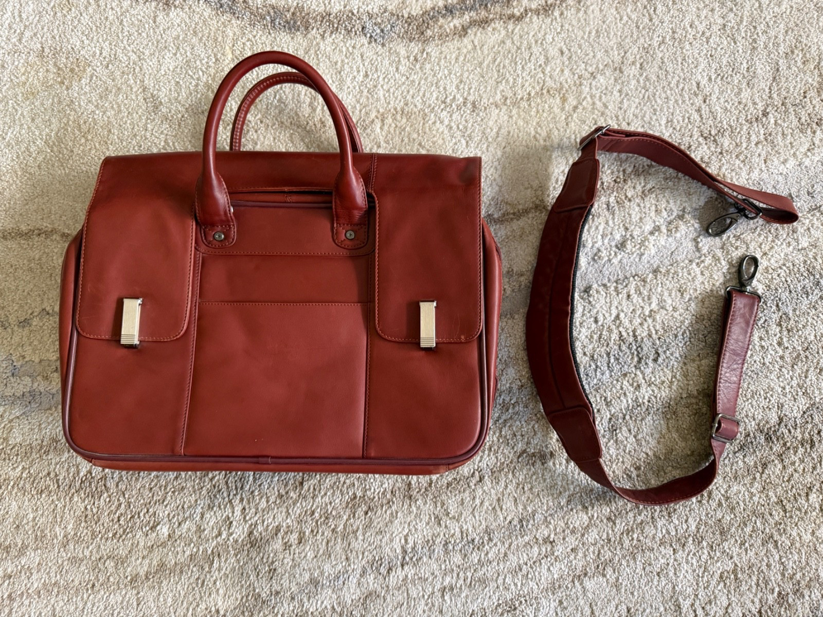 Executive Technical Briefcase Brown Leather with … - image 1