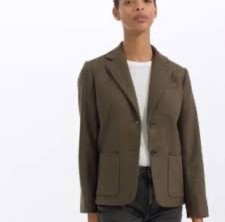 Everlane Women’s Wool Blend Academy Blazer Olive Green Size 2 Office Minimalist