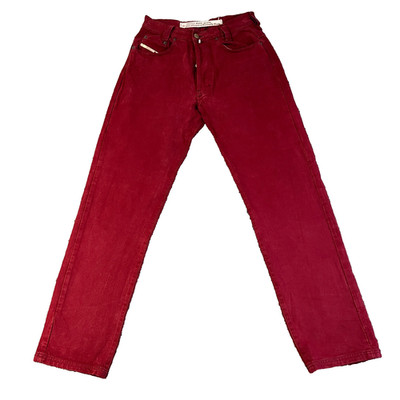 Damen Diesel Jeans W26 L31 Relaxed Straight Leg High Rise Rot Denim 100% Baumwolle