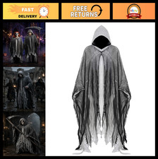 Grim Reaper Hooded Cloak for Men Women Halloween Costumes Cosplay Props