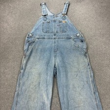 Carhartt Dungarees Womens 34x30 Blue Overalls Bib Denim Carpenter Workwear Lady
