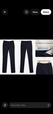 Hawes & Curtis Mens Navy Smart Chino Trousers W30 L30 Tailored Stret