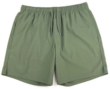 RHONE Mens Athletic Shorts 7 Nylon Stretch Green Size L Drawstring Waterproof