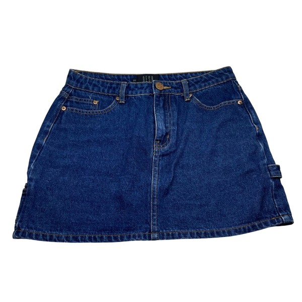 Desu Womens Blue Denim Mini Skirt Carpenter Utility Hammer Loop Size 10