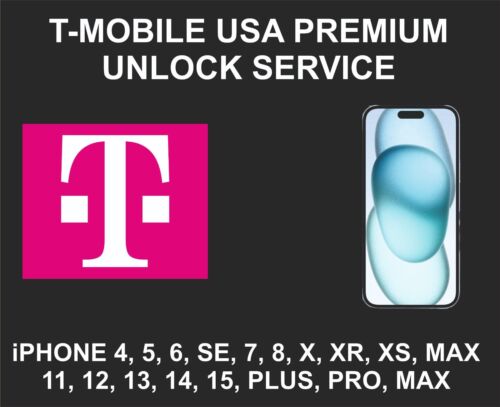 T-Mobile USA, iPhone 8, X, 11, 12, 13, 14, 15, Pro, Max, Factory Unlock, Premium - Afbeelding 1 van 8